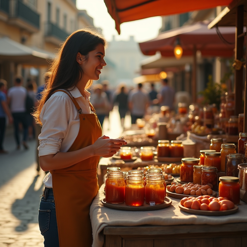Puesto artesanal en feria gastronómica